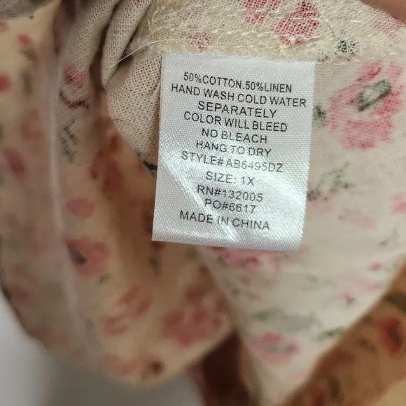 Alythea A-Line Linen Pink Floral Swing Skirt Size 1X Femme Cottagecore Romantic - Picture 6 of 9